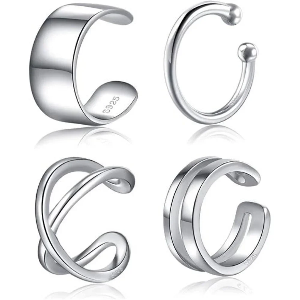 925 Sterling Silver Ear Cuff Earrings Non-Piercing Unisex